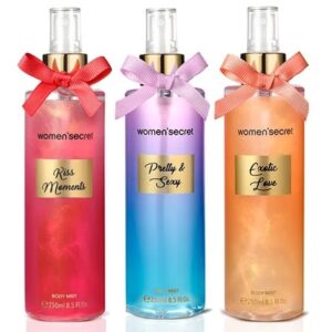 3x1 WOMAN SECRET BODY MIST: EXOTIC LOVE 250 ML + KISS MOMENTS 250 ML + PRETTY & SEXY 250 TESTER # (CAJA GENERICA)