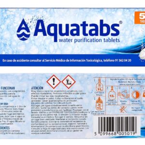 AQUATABS 8,5 MG 50 PASTILLAS POTABILIZADORAS DE AGUA REGULAR