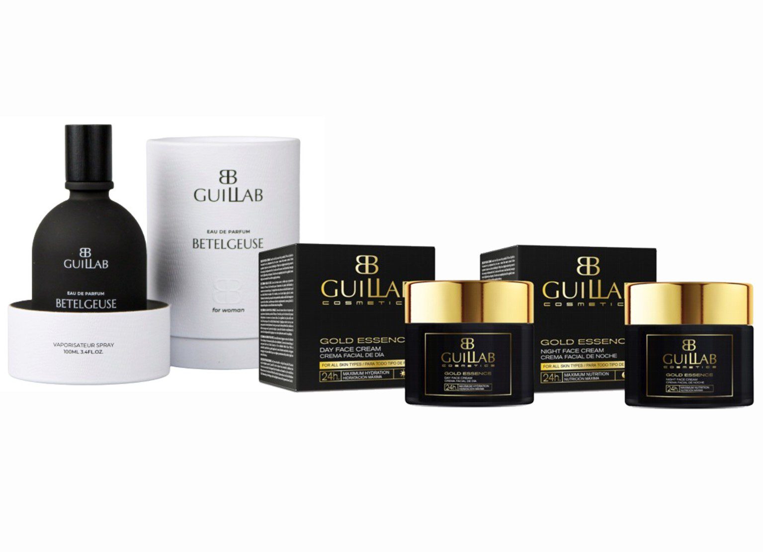 GUILLAB BETELGEUSE FOR WOMAN EDP 100 ML REGULAR + GUILLAB COSMETICS GOLD ESSENCE NIGHT CREAM 50 ML REGULAR + GUILLAB COSMETICS GOLD ESSENCE DAY CREAM 50 ML REGULAR