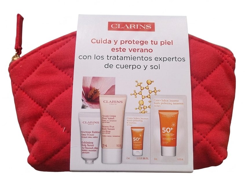 ESTUCHE NECESER CLARINS CUIDA Y PROTEGE TU PIEL CON 4 MINIATURAS REGULAR