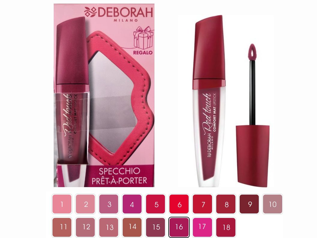 DEBORAH MILANO RED TOUCH COMFORT MAT LIPSTICK Berry Pink N 05 5 ML + ESPEJO DE REGALO REGULAR