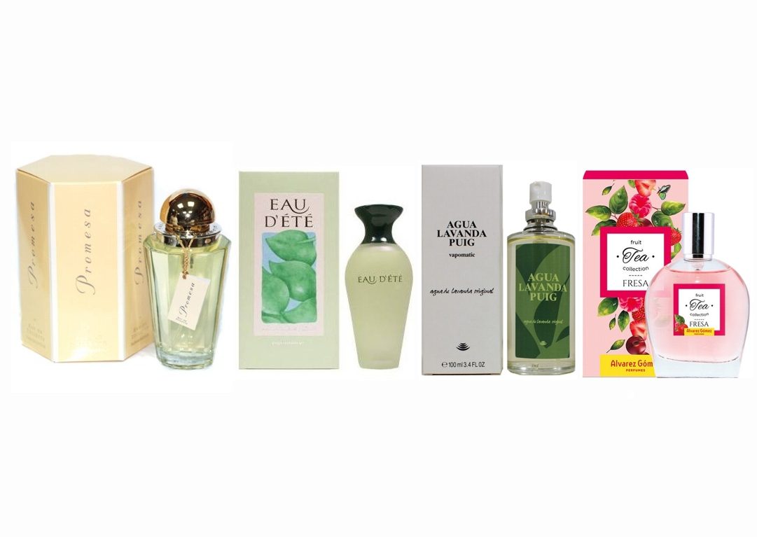LOTE 14 DE MUJER: ALVAREZ GOMEZ FRUIT TEA COLLECTION FRESA 100 ML TESTER # (CAJA GENERICA) + PROMESA EDT 100 ML TESTER # (CAJA GENERICA) + MYRURGIA EAU D ETE EDT 100 ML TESTER # (CAJA GENERICA) + AGUA DE LAVANDA DE PUIG EDT 100 ML