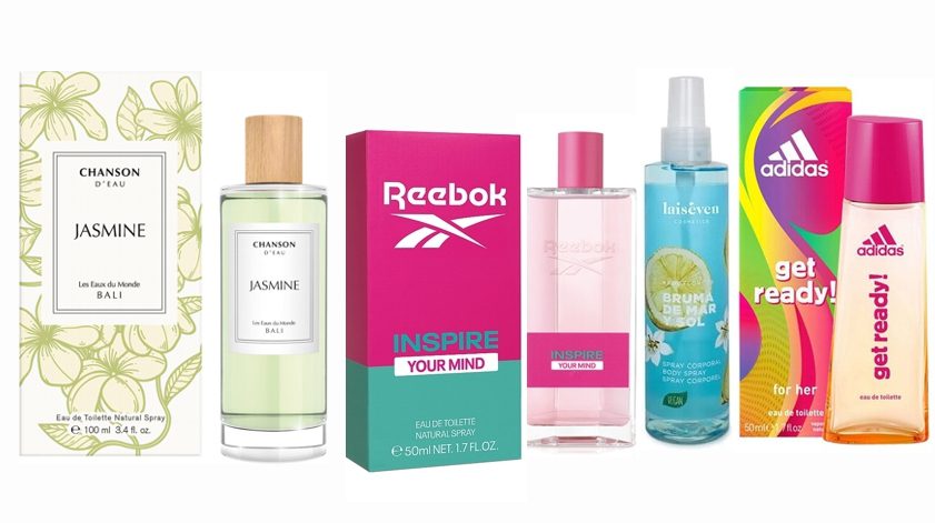 LOTE 23 DE MUJER: REEBOK INSPIRE WOMAN EDT 100 ML TESTER # (CAJA GENERICA) + ADIDAS GET READY WOMAN EDT 50 ML TESTER # (CAJA GENERICA) + CITRIC BODY MIST 200 ML TESTER # (CAJA GENERICA) + CHANSON D´EAU AROMAS JASMINE BALI EDT 100 ML