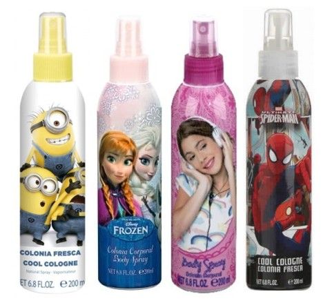 PACK 4 FRAGANCIAS INFANTILES DE 200 ML FROZEN 200 ML + MINIONS 200 ML + VIOLETA 200 ML + SPIDERMAN 200 ML TESTER # (CAJA GENERICA)