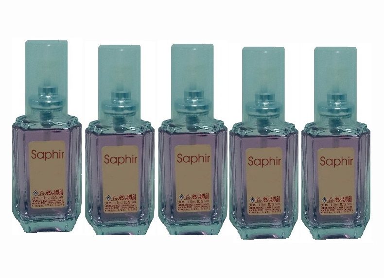 LOTE 5 UNIDADES DE SAPHIR VARIADAS EDP 30 ML TESTER # (CAJA GENERICA) - EN TOTAL 150 ML